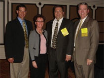 Current AAPSM President Matt Werd, DPM (l) along with AAPSM Secretary Treasurer Karen Langone and AAPSM Director Jamie Yakel, DPM pose with Robert Duggan, DPM (r) after his informative lecture during the AAPSM track at the 2008 SAM meeting in Orlando.